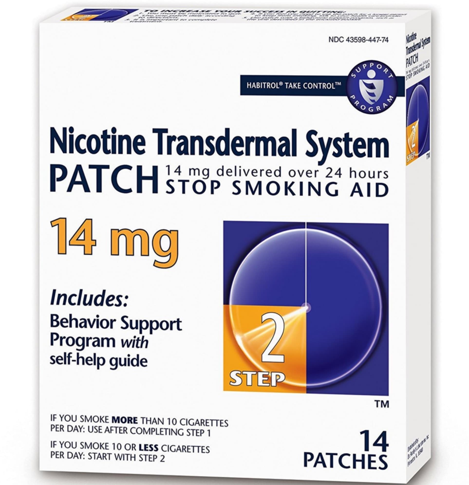 14 mg patch is how many cigarettes Equate Nicotine Transdermal Step 1, 21 mg, Count Stop Smoking Aid, Clear Patch, Compare to Nicoderm CQ HSA/FSA Eligible helping you break your addiction over time Nicotinell Patches 14mg Step 2